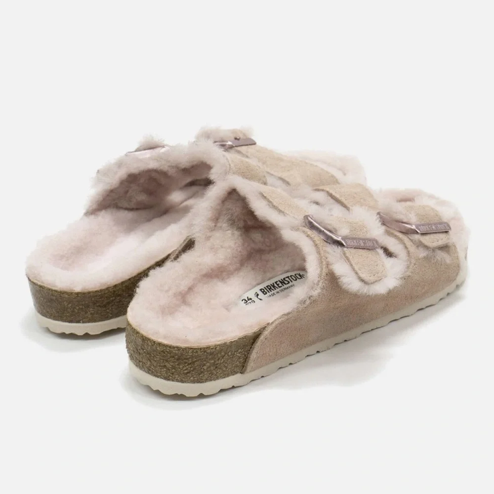 Birkenstock Women's Soft Blush Fuzzy Slippers